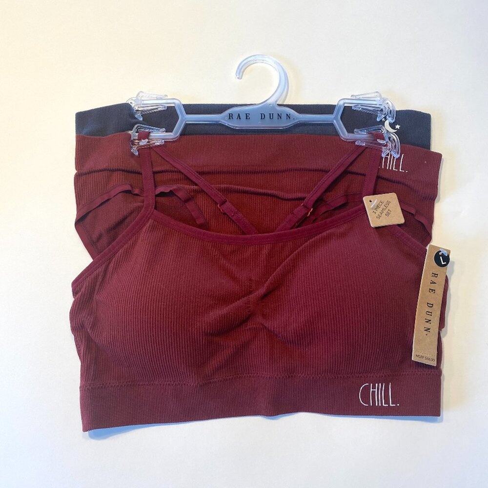 RAE DUNN BRA + PANTIE SET - 3 PC SET - NEW - LARGE